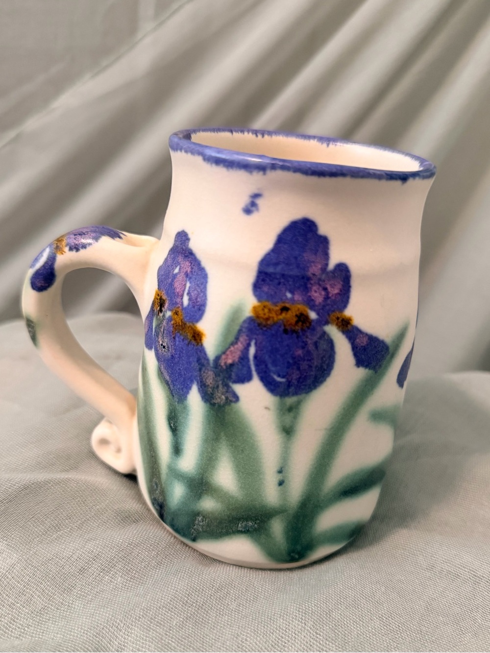 Vintage Pottery by Clouds - Hand-Painted Purple Iris Pattern